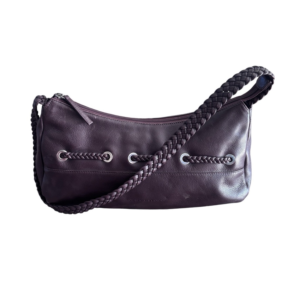 Derek Alexander Brown Leather Shoulder Bag Braided Handle